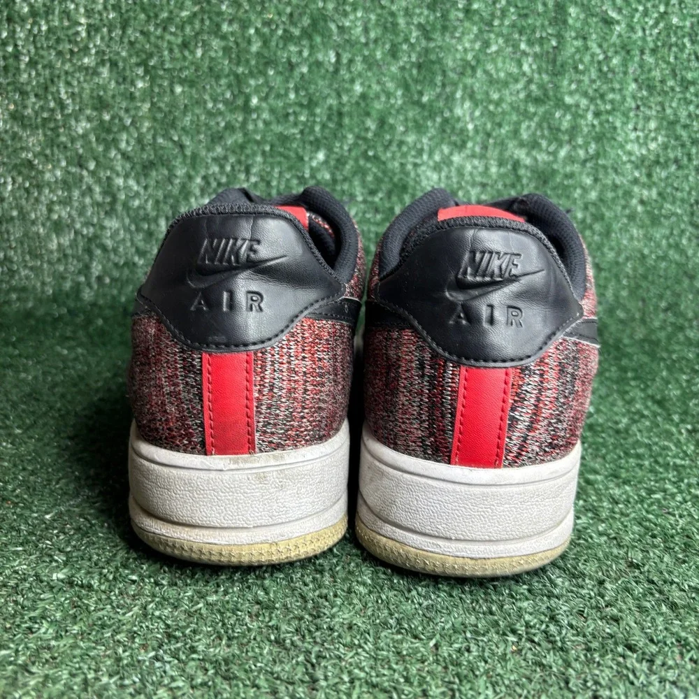 Nike Air Force‎ 1 Flyknit 2.0 CI0051-600 Low Top Red Black Sneakers Mens Size 11